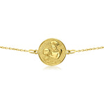 HERSHE, 14 Karat Gold Aquarius Zodiac Disc Bracelet.