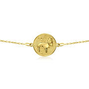 HERSHE, 14 Karat Gold Aries Zodiac Disc Bracelet.