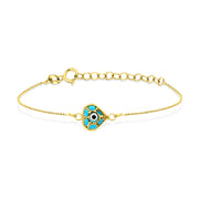 HERSHE, Evil Eye Heart Bracelet in 14 Karat Solid Gold