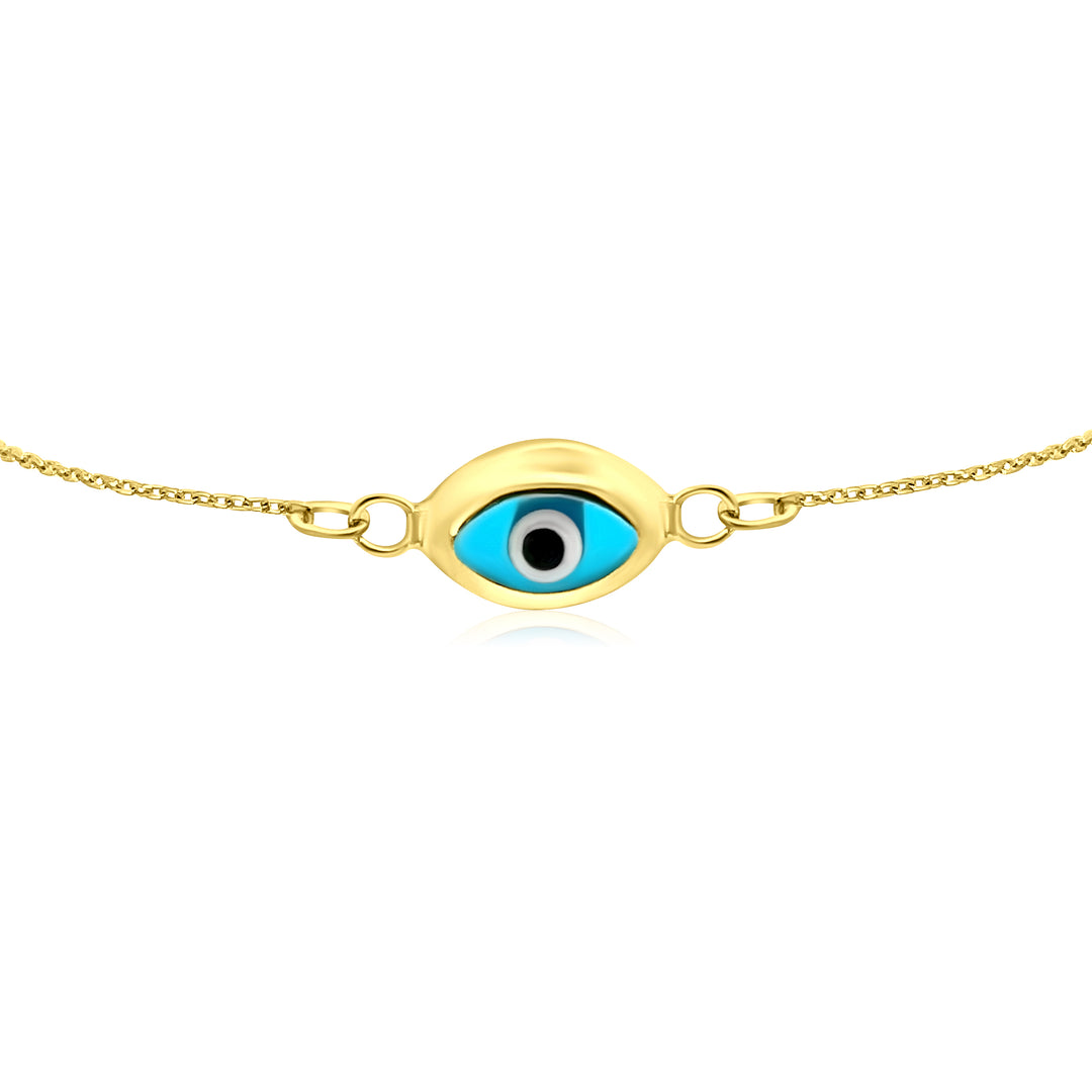 HERSHE, Blue Evil Eye in 14 Karat Solid Gold.