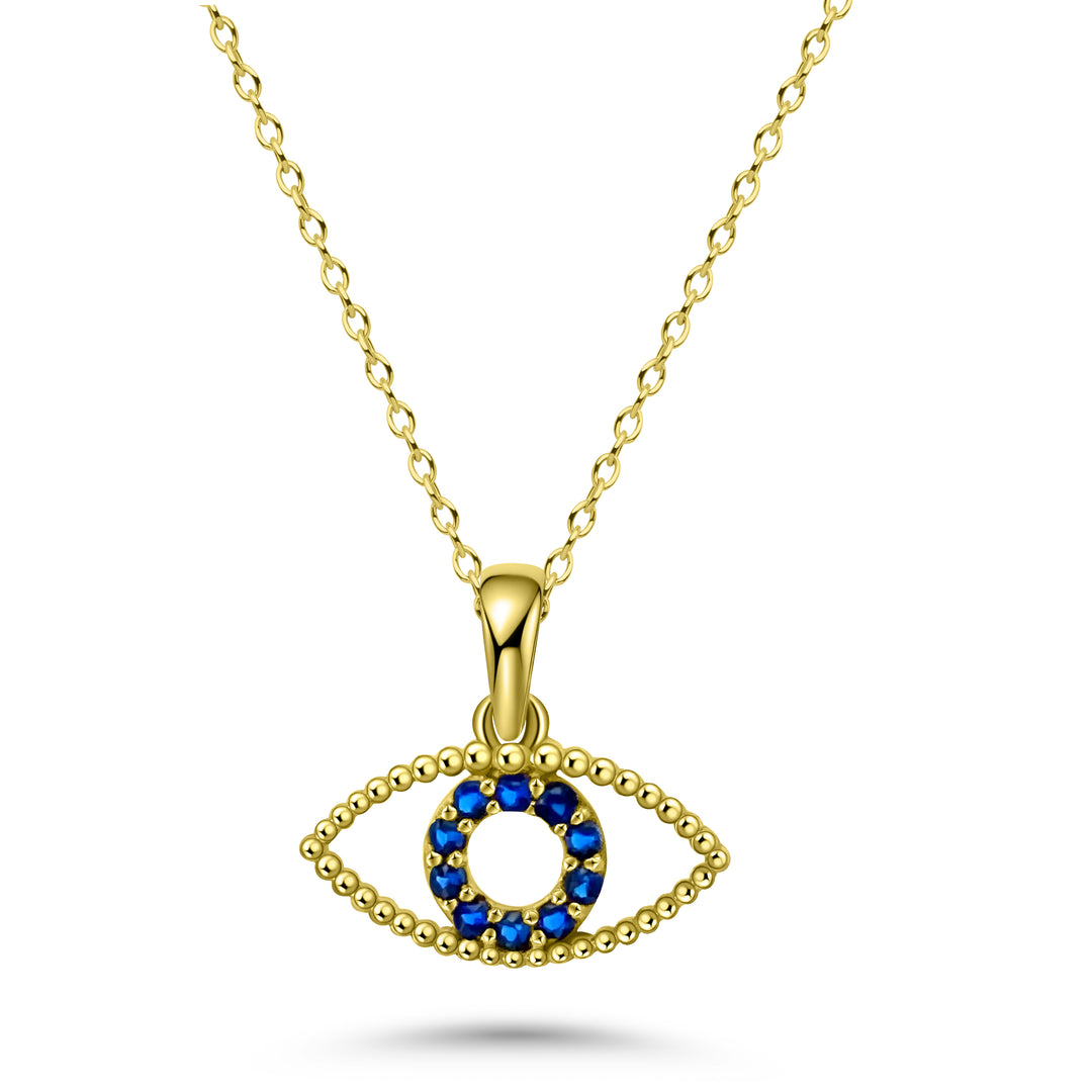 HERSHE, 14 Karat Solid Gold " Evil Eye " Necklace