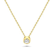 HERSHE , 14 Karat Gold Solitary CZ  Pendant , Necklace .