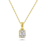 HERSHE, 14 Karat Gold Baguette CZ Necklace