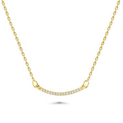 HERSHE , 14 Karat Solid Gold CZ Curve Bar Necklace