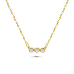 HERSHE, 14 Karat Gold Three Stone CZ Necklace .