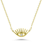 HERSHE , 14 Karat Solid Gold Evil Eye Lash Necklace,.