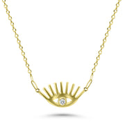 HERSHE , 14 Karat Solid Gold Evil Eye Lash Necklace,.