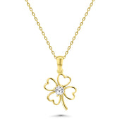 HERSHE , 14 Karat Solid Gold Four Leaf Clover Necklace.