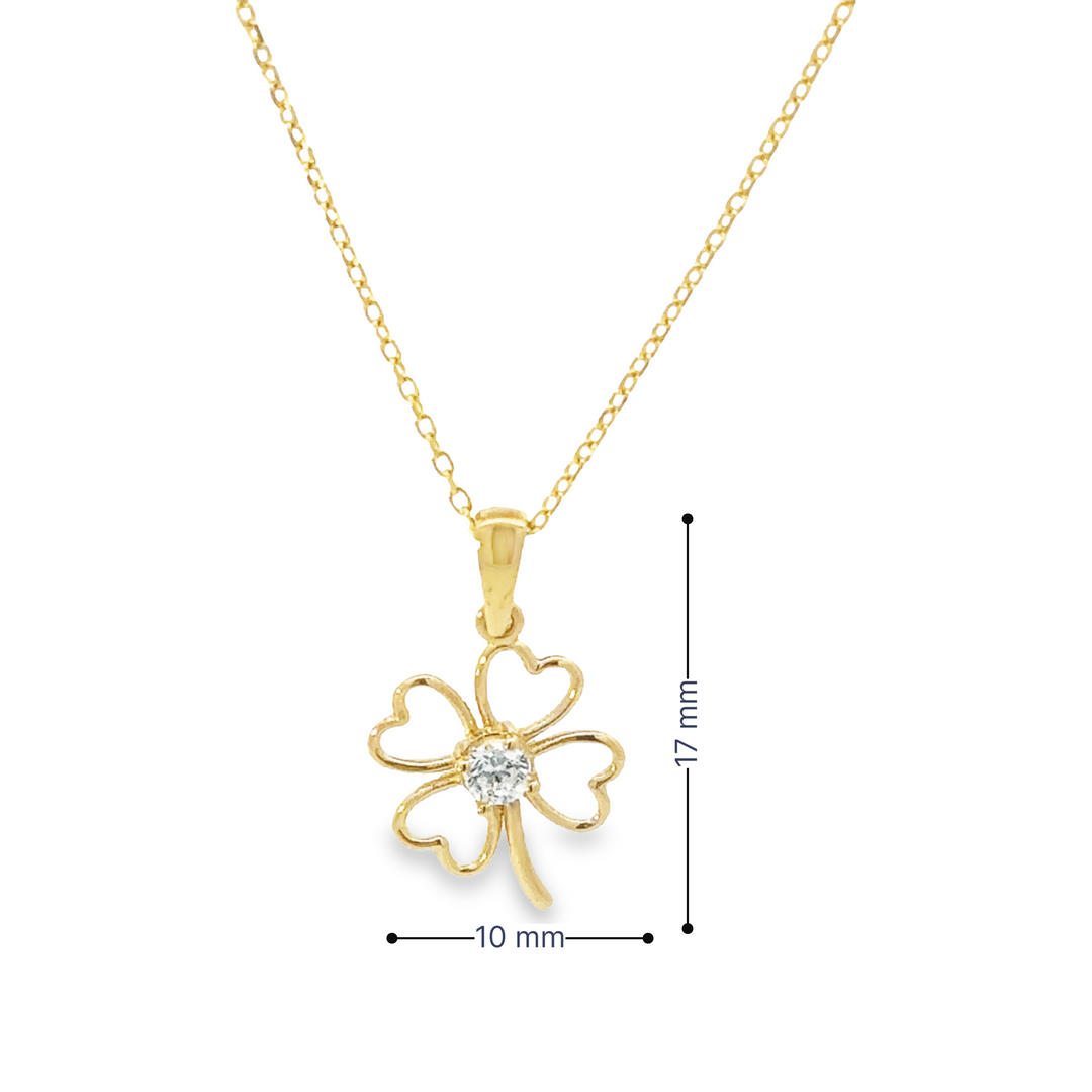 HERSHE , 14 Karat Solid Gold Four Leaf Clover Necklace.