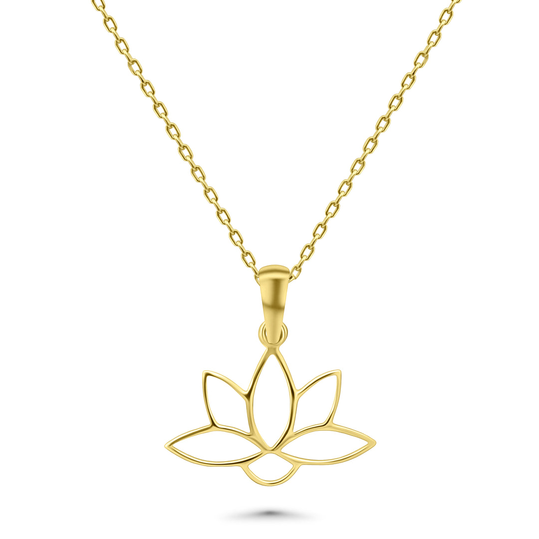 HERSHE, Lotus Flower Pendant Necklace in 14 Karat Gold 