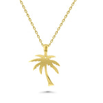 HERSHE,  Palm Tree Pendant Necklace in 14 Karat Gold