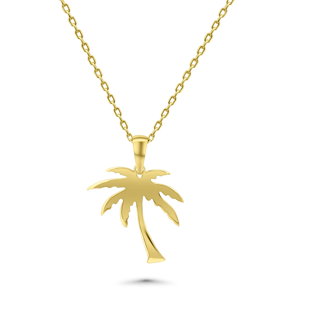 HERSHE,  Palm Tree Pendant Necklace in 14 Karat Gold