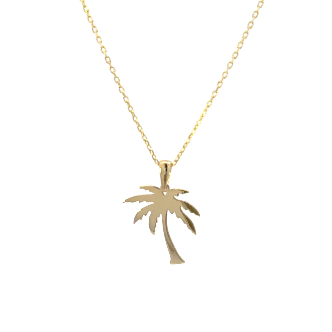 HERSHE,  14 Karat Gold Palm Tree Pendant Necklace .