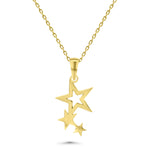 HERSHE, 14 Karat Gold Triple Shooting Star Pendant Necklace