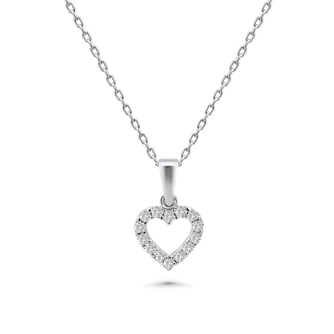 HERSHE, 14 Karat Gold Heart Necklace with CZ.