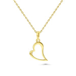 HERSHE, 14 Karat Gold Open Heart Pendant Necklace.