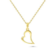 HERSHE, 14 Karat Gold Open Heart Pendant Necklace.