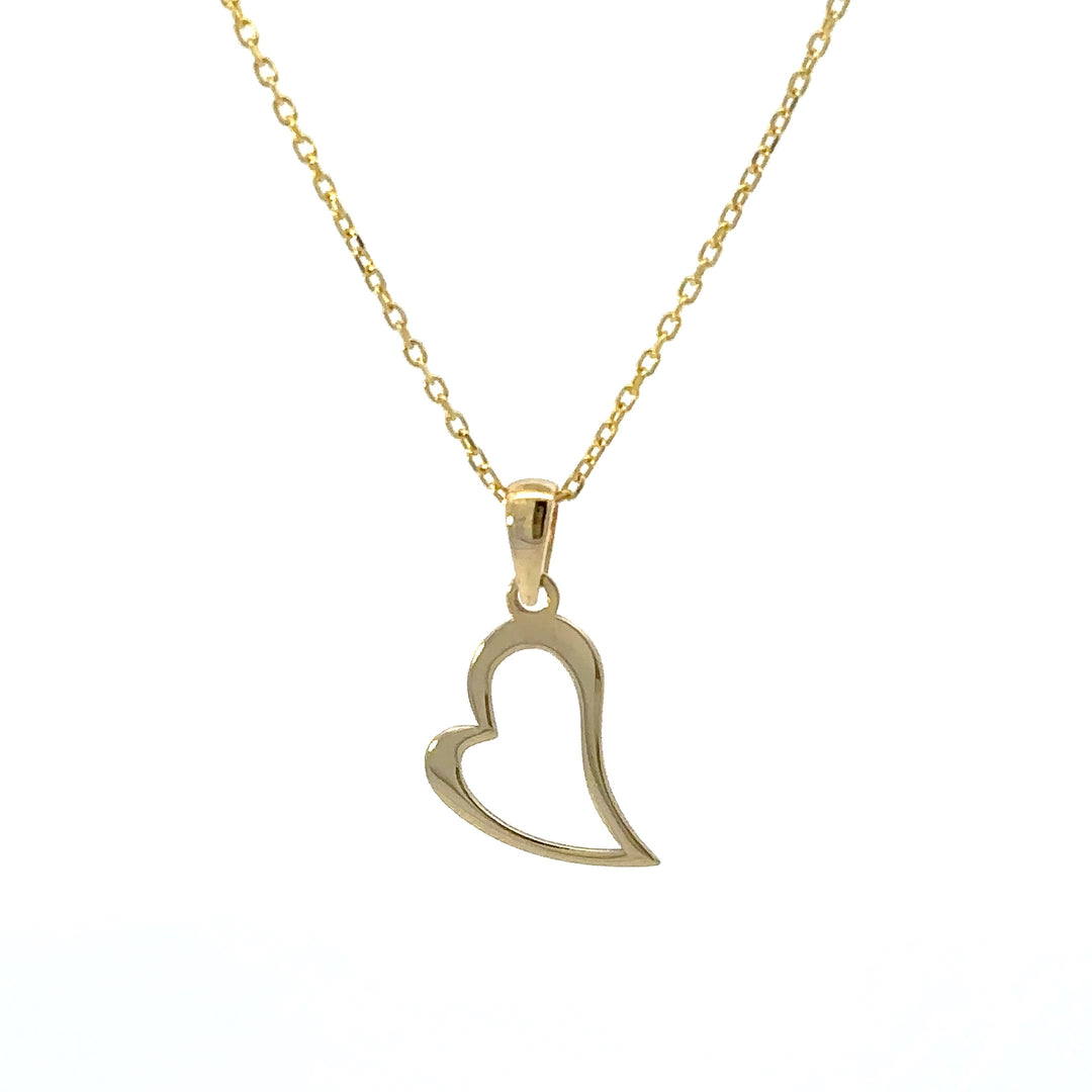 HERSHE 14 Karat Gold Open Heart Pendant Necklace