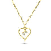HERSHE, 14 Karat Gold CZ Heart Pendant Necklace