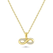 HERSHE, 14 Karat Gold Infinity CZ  Pendant Necklace.