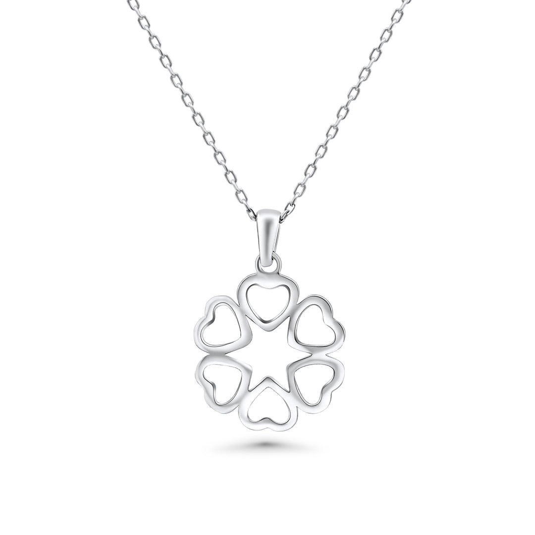 HERSHE, 14 Karat Gold Flower Heart Pendant Necklace.