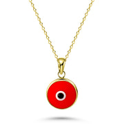HERSHE, 14 Karat Gold Red Evil Eye Necklace