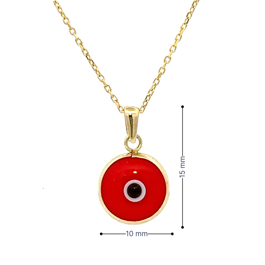 HERSHE, 14 Karat Gold Red Evil Eye Necklace