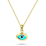 HERSHE, 14 Karat Gold Blue Evil Eye Necklace