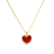 HERSHE, Red Enamel Heart Necklace in 14 Karat Gold