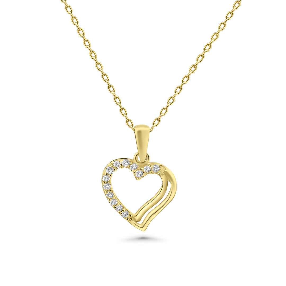 HERSHE,  14 Karat Gold Heart Necklace with CZ .