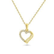 HERSHE,  14 Karat Gold Heart Necklace with CZ .