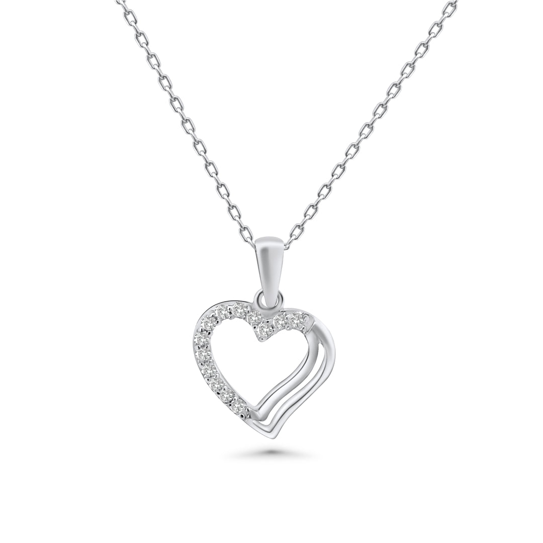 HERSHE, 14 Karat Gold Heart Necklace with CZ .