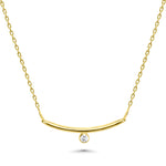 HERSHE, 14 Karat Gold Curved Bar Necklace with CZ