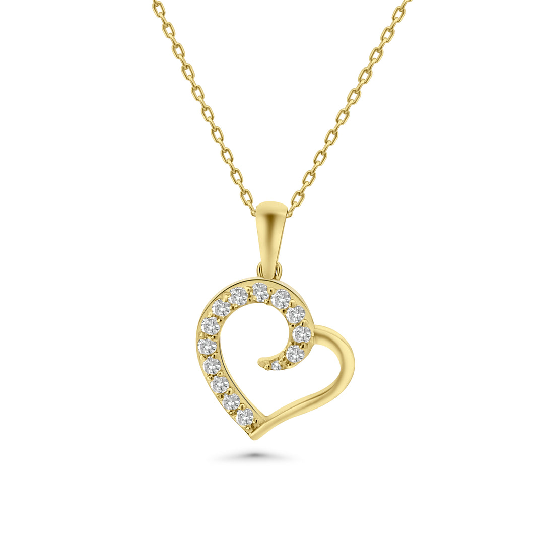 HERSHE,  14 Karat Gold, Heart Necklace with CZ.