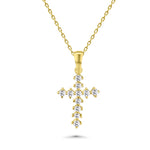 HERSHE, 14 Karat Gold CZ Cross Pendant, Necklace