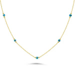 HERSHE, Evil Eye Station Necklace in 14 Karat Gold.