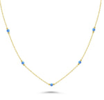 HERSHE, Blue Opal Bead Station Necklace in 14 Karat Gold