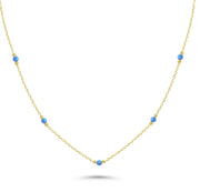 HERSHE, Blue Opal Bead Station Necklace in 14 Karat Gold