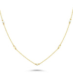 HERSHE, White Opal Bead Station Necklace in 14 Karat Gold.