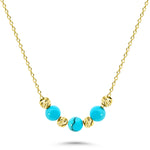 HERSHE, Turquoise Beads Necklace in 14 Karat Gold.