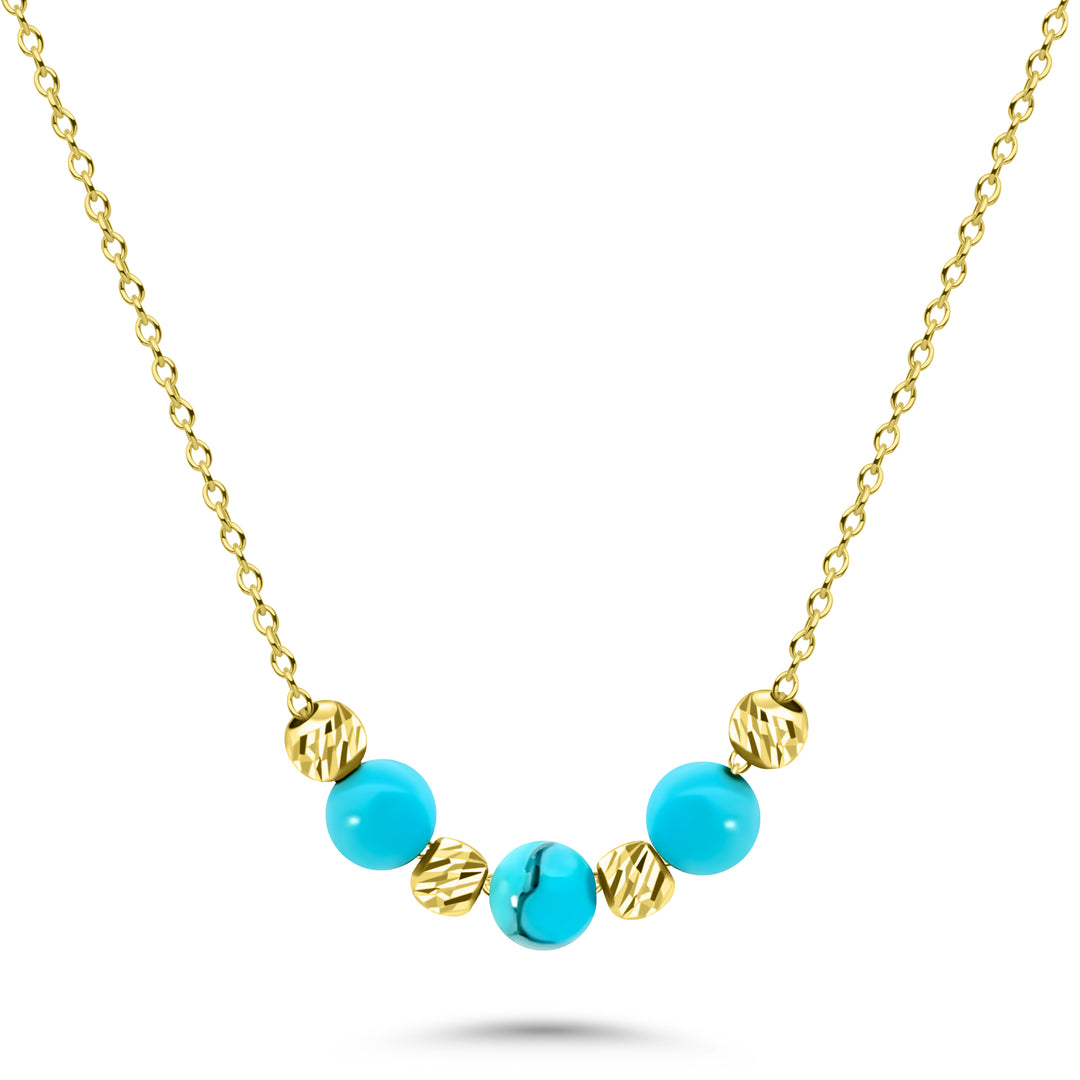 HERSHE, Turquoise Beads Necklace in 14 Karat Gold.
