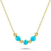 HERSHE, Turquoise Beads Necklace in 14 Karat Gold.