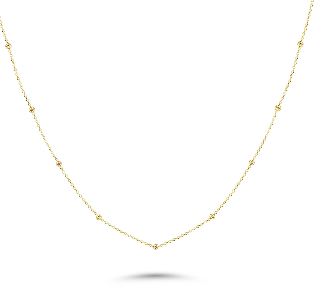 HERSHE, Ball Station Necklace in 14 Karat Solid Gold