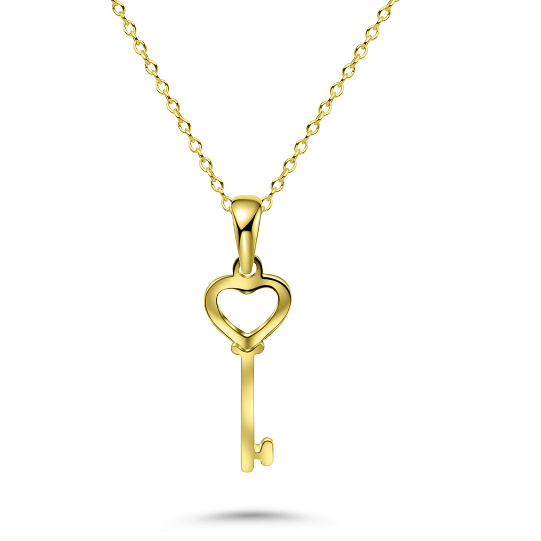 Heart Key Necklace in 14 Karat Solid Gold