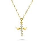 HERSHE,  Angel Cross Pendant Necklace in 14 Karat Gold.