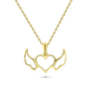 HERSHE, 14 Karat Solid Gold Angel Heart Necklace.