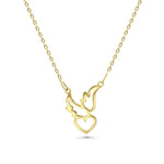 HERSHE, 14 Karat Solid Gold " Dove with Heart " Necklace