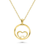 HERSHE, 14 Karat Gold Double Heart in Circle Necklace