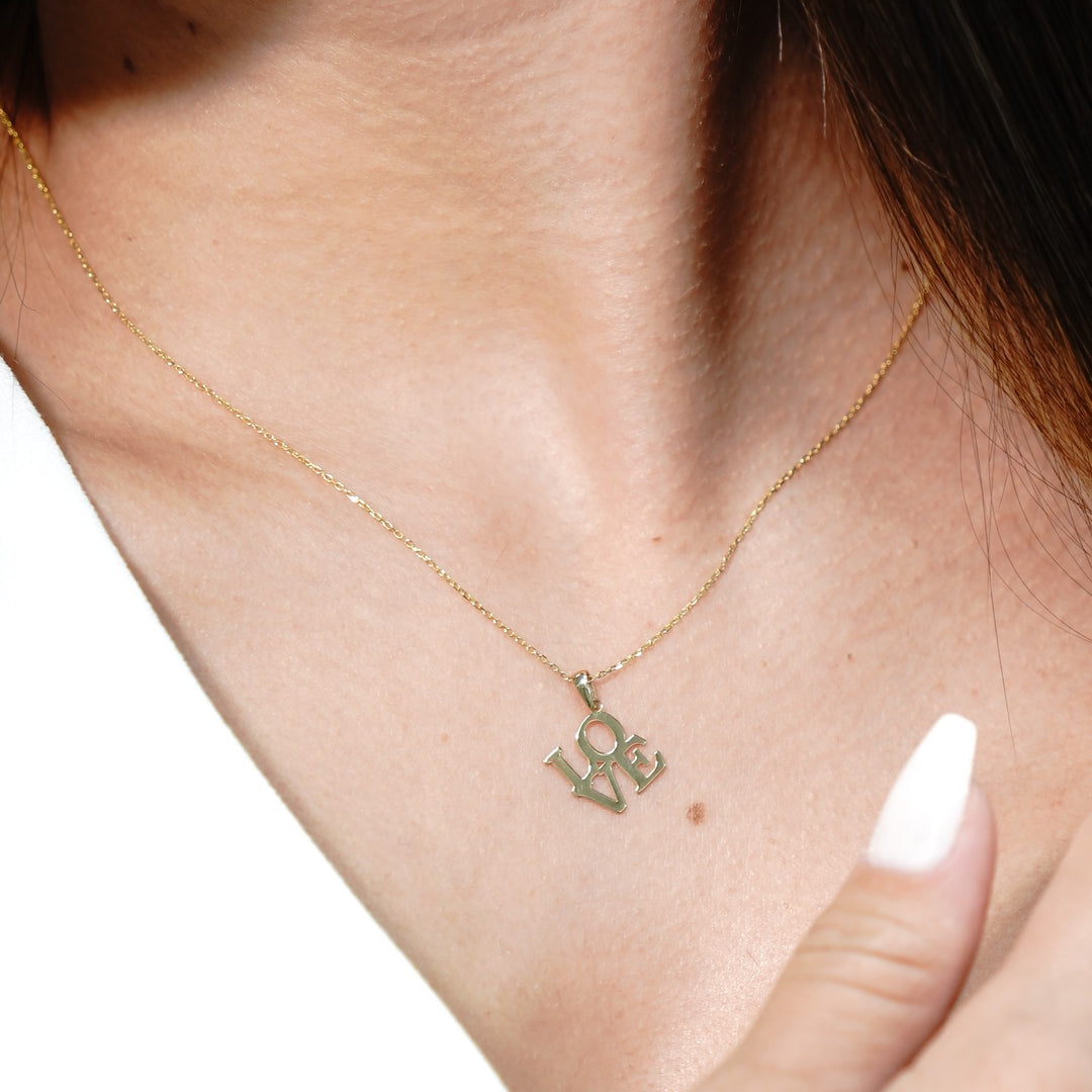 HERSHE, 14 Karat Gold " LOVE " Pendant Necklace