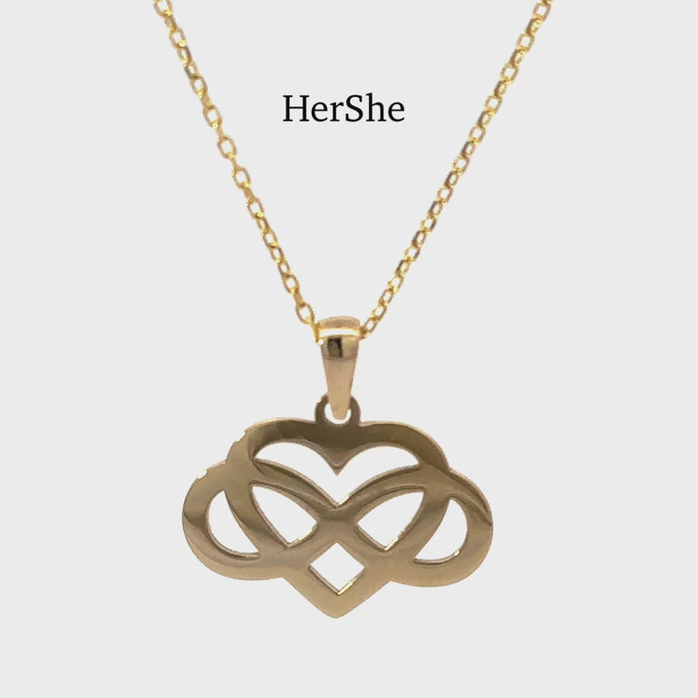 HERSHE, 14 Karat Gold Heart Infinity Pendant Necklace